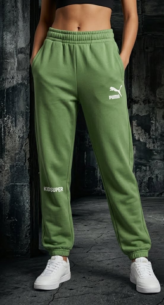 Puma Unisex Premium Olive Green Joggers