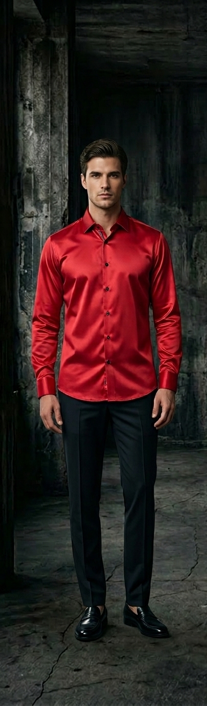 Red Silk Dress Shirt
