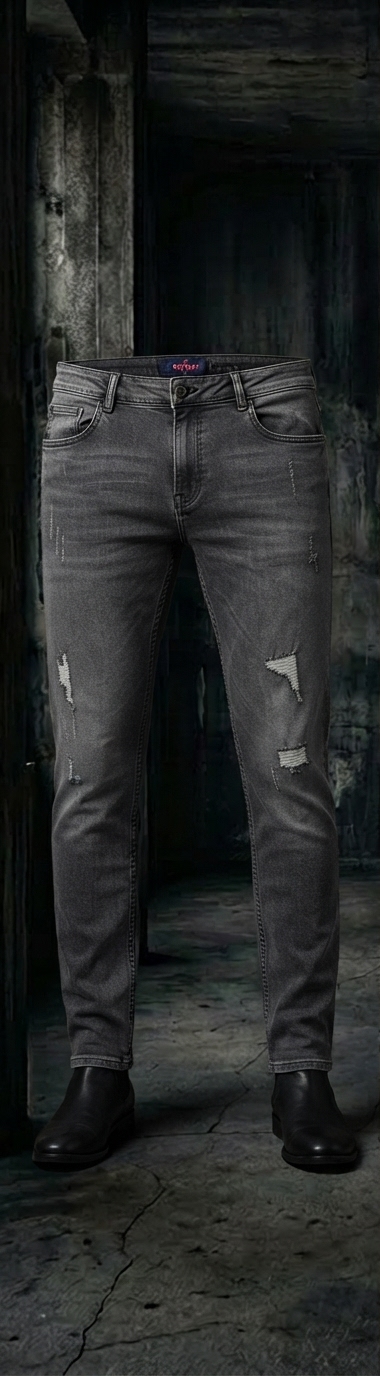 Grey Distressed Denim Jeans